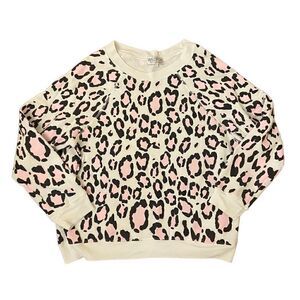 Wildfox Sommers Leopard Print Oversized Sweatshirt White Pink Black Large